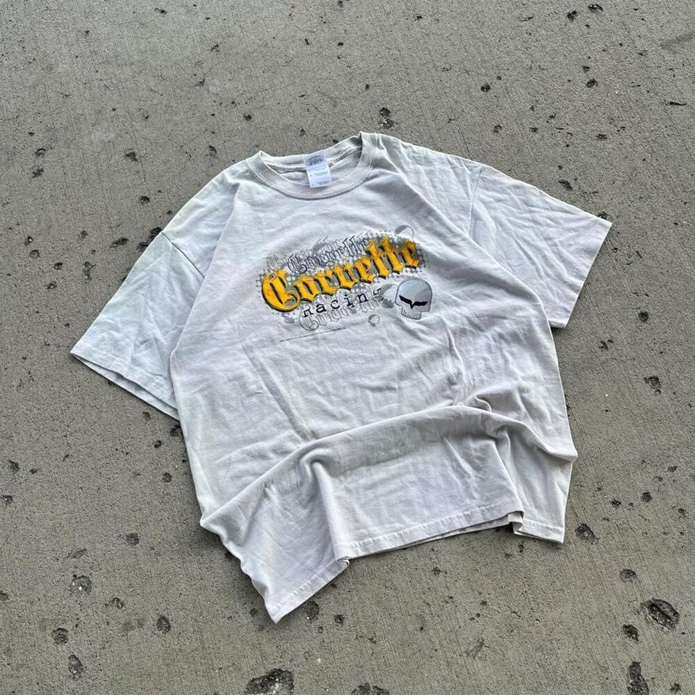 Corvette Racing Embroidered Y2K Graphic Tee Shirt